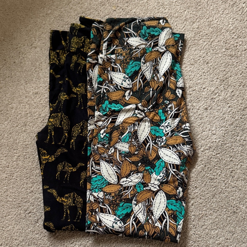LuLaRoe Black and Multicolor Patterned Leggings